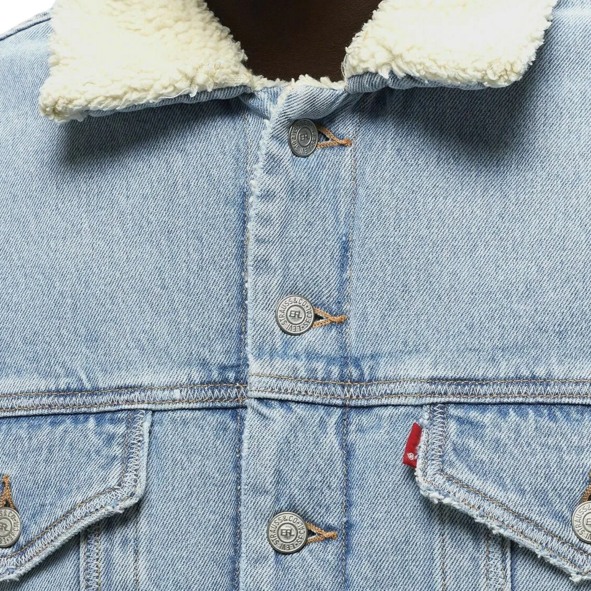Levis Mens Denim Jacket Sherpa Trucker Woven Blue