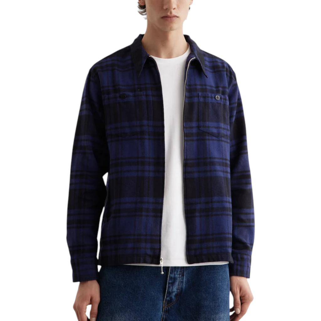 Noah Mens Heavyweight Zip Up Plaid Overshirt Flannel Jacket