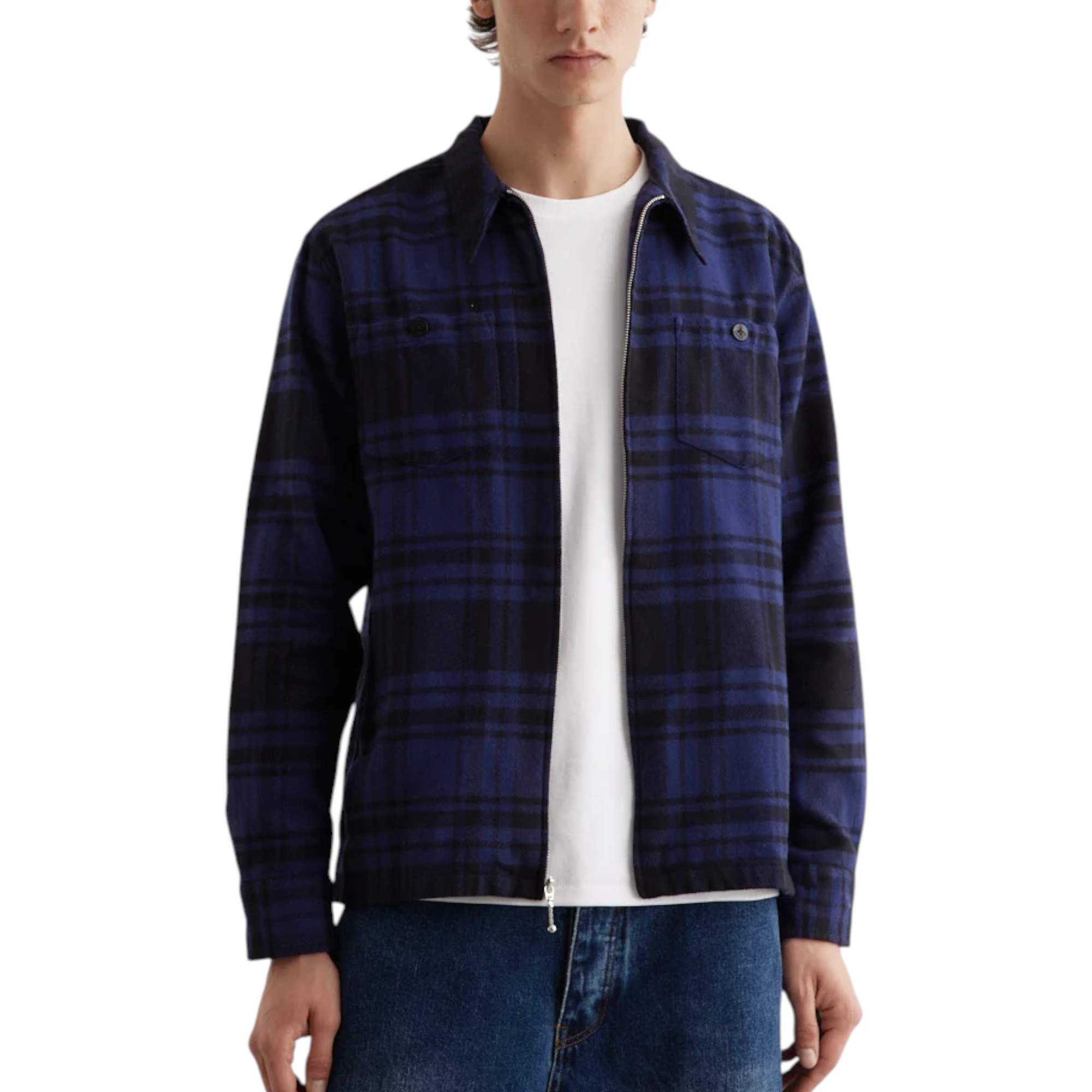 Noah Mens Heavyweight Zip Up Plaid Overshirt Flannel Jacket