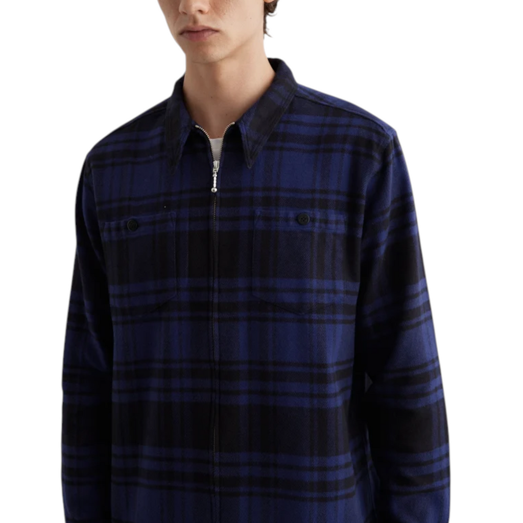 Noah Mens Heavyweight Zip Up Plaid Overshirt Flannel Jacket