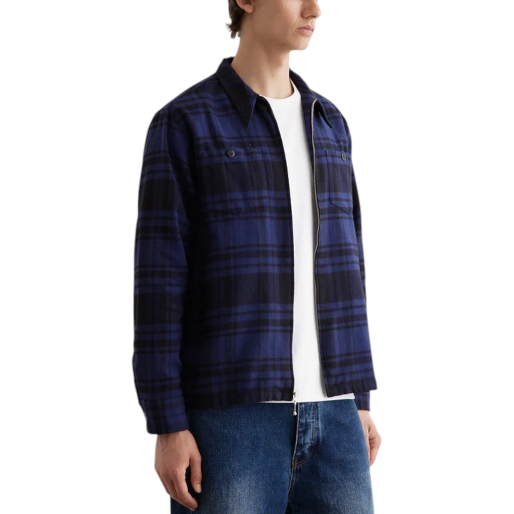 Noah Mens Heavyweight Zip Up Plaid Overshirt Flannel Jacket