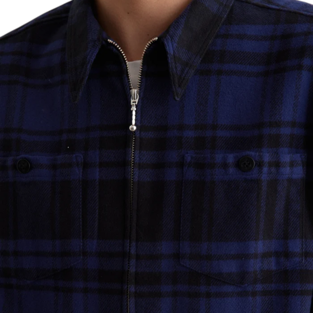 Noah Mens Heavyweight Zip Up Plaid Overshirt Flannel Jacket