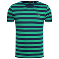 Polo Ralph Lauren Mens T Shirt Crew Neck Green Striped Custom Fit Cotton