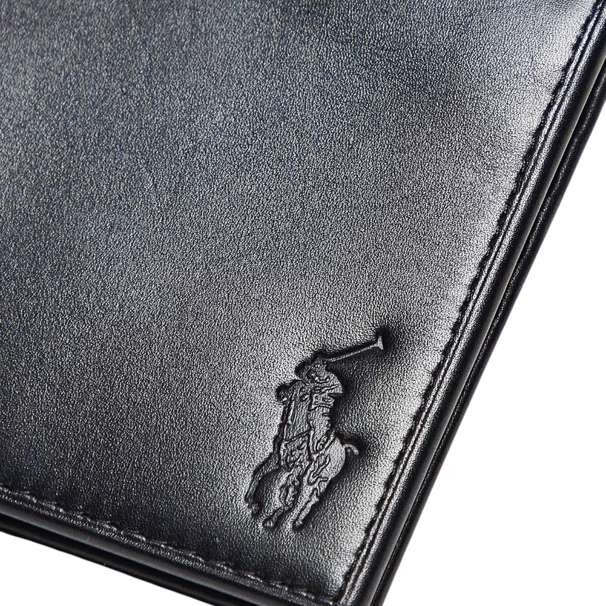 Ralph Lauren Mens Wallet Gift Set Box Leather Bifold Credit Card Holder Black