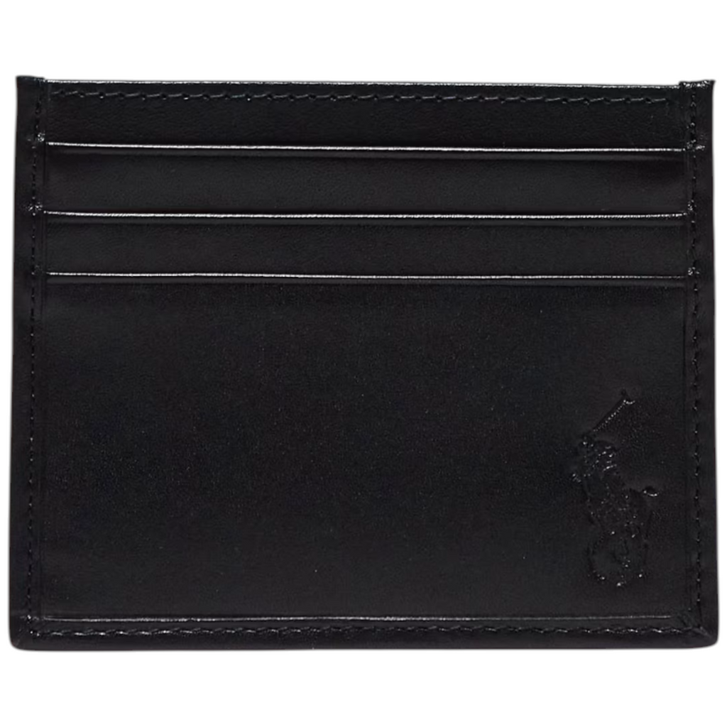 Ralph Lauren Mens Wallet Gift Set Box Leather Bifold Credit Card Holder Black