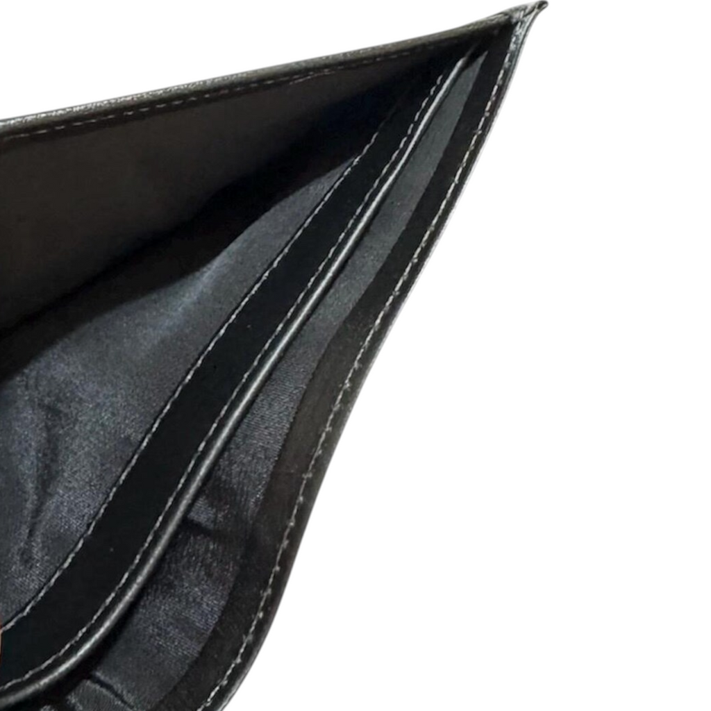 Ralph Lauren Mens Genuine Leather Wallet Multi Embossed Bifold Credit Card Holder Black