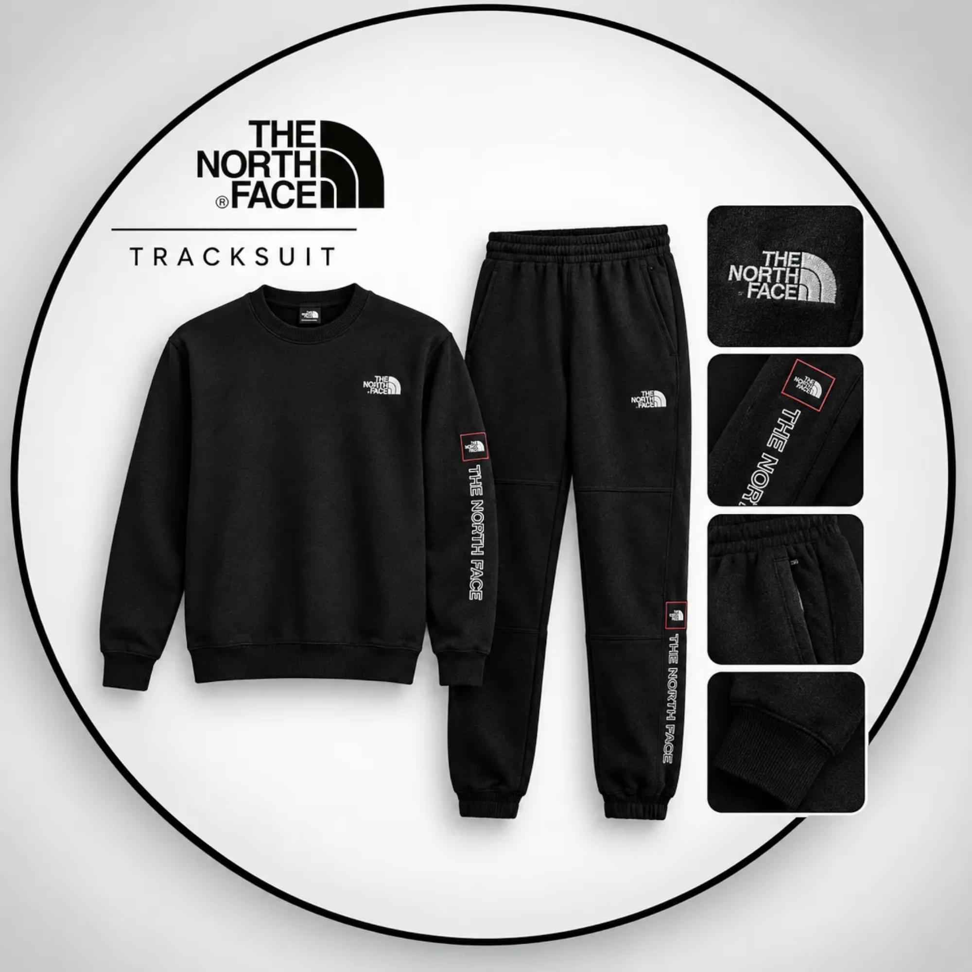 The North Face Mens Tracksuit M Outline Crew Sweatshirt Fleece Jogger Sportswear Black