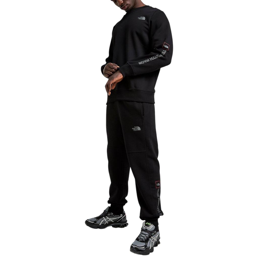 The North Face Mens Tracksuit M Outline Crew Sweatshirt Fleece Jogger Sportswear Black