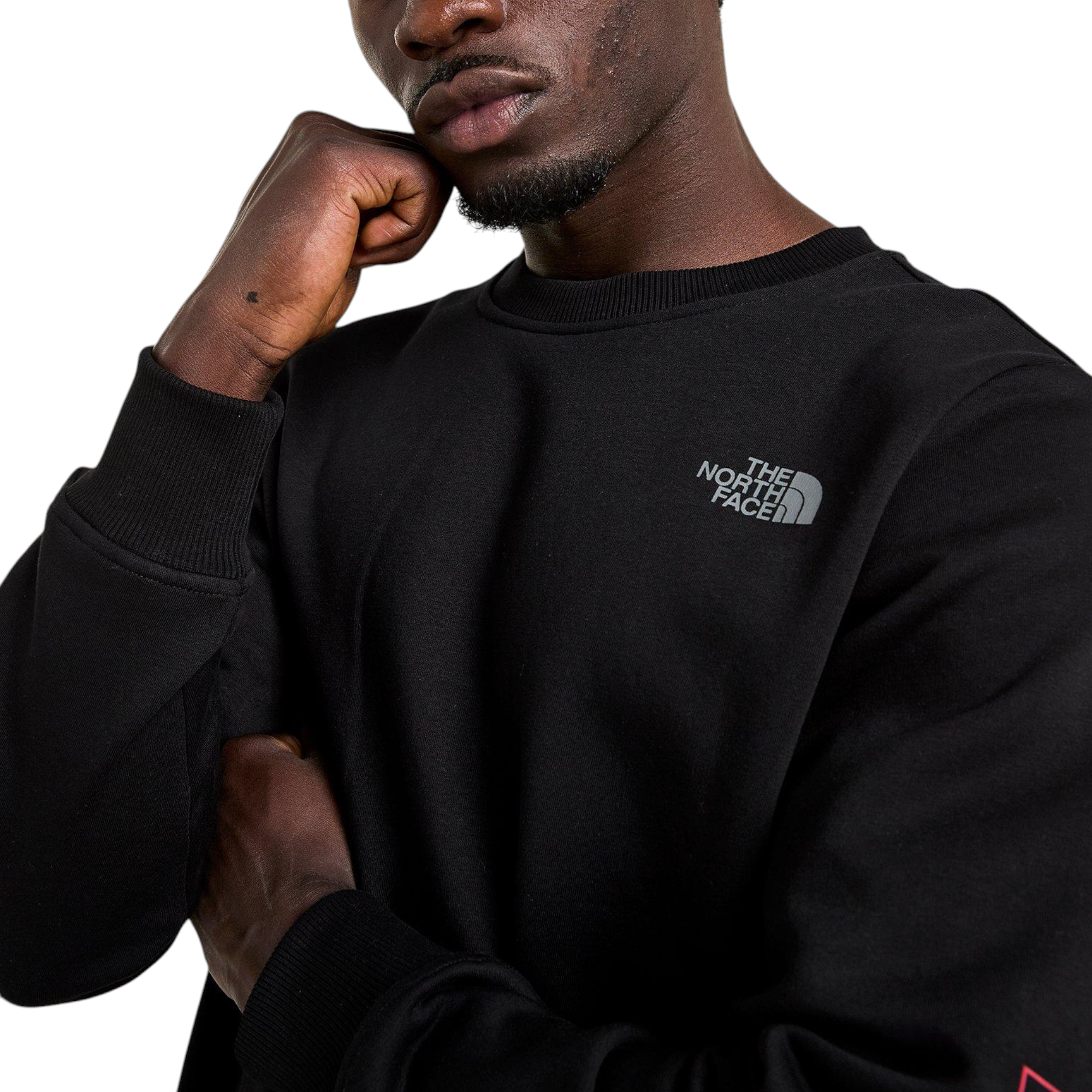 The North Face Mens Tracksuit M Outline Crew Sweatshirt Fleece Jogger Sportswear Black