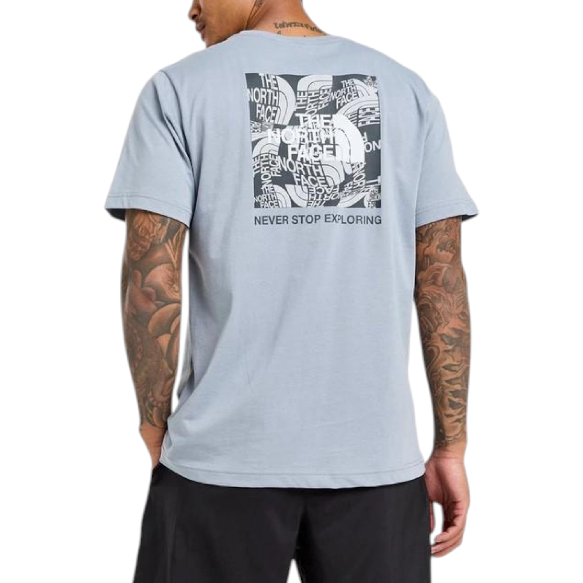 The North Face Mens T Shirts Box Exploration Crew Neck Graphic Print Summer Tee