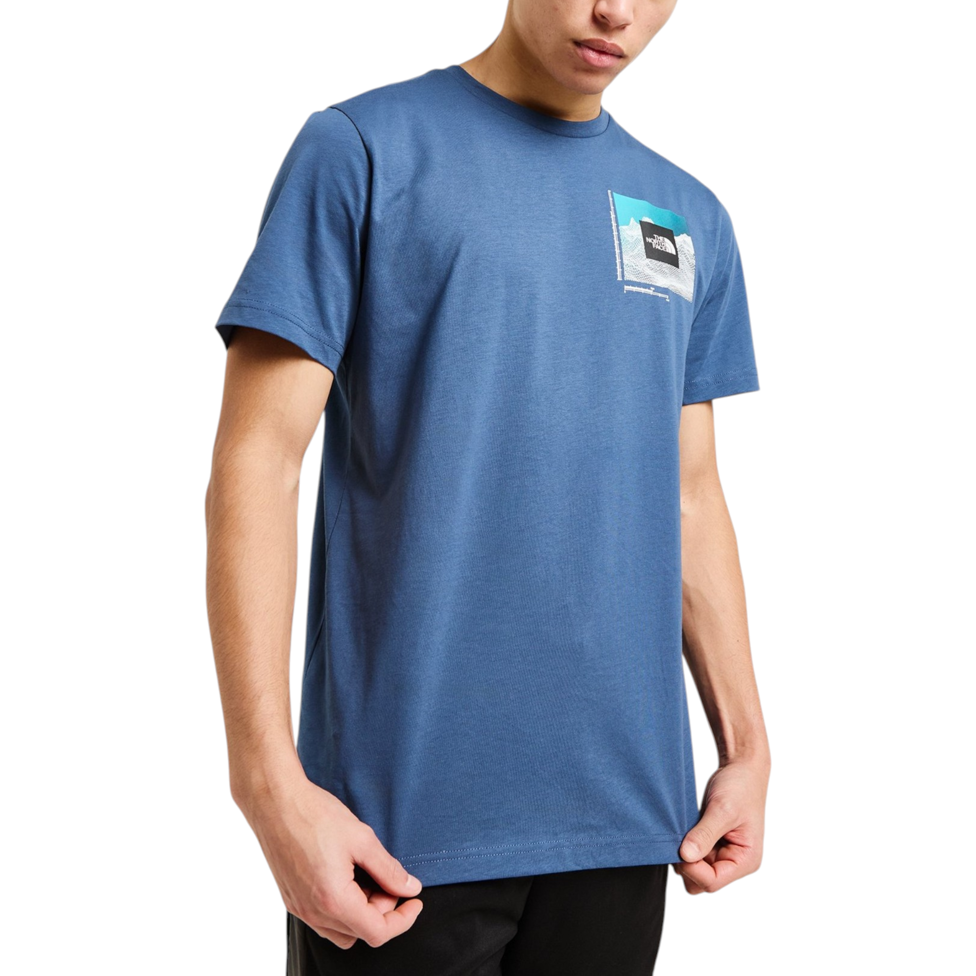 The North Face Mens T Shirts M Digital Mountain Crew Neck Graphic Print Cotton Tee