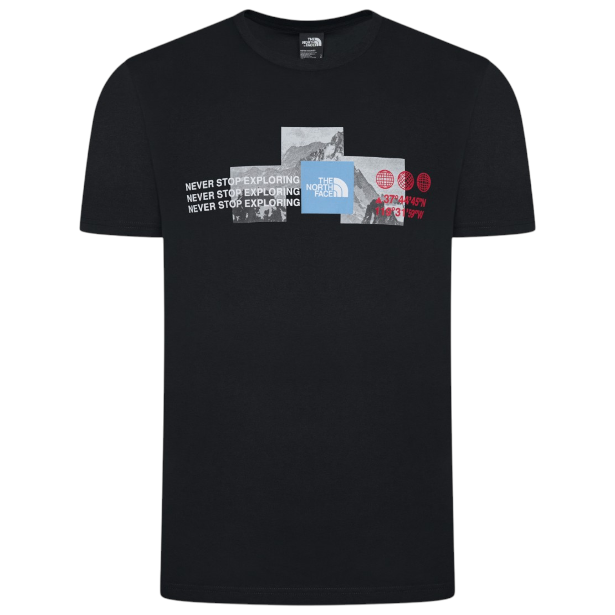The North Face Mens T Shirts Mountain Front Short Sleeve Graphic Print Cotton Tee