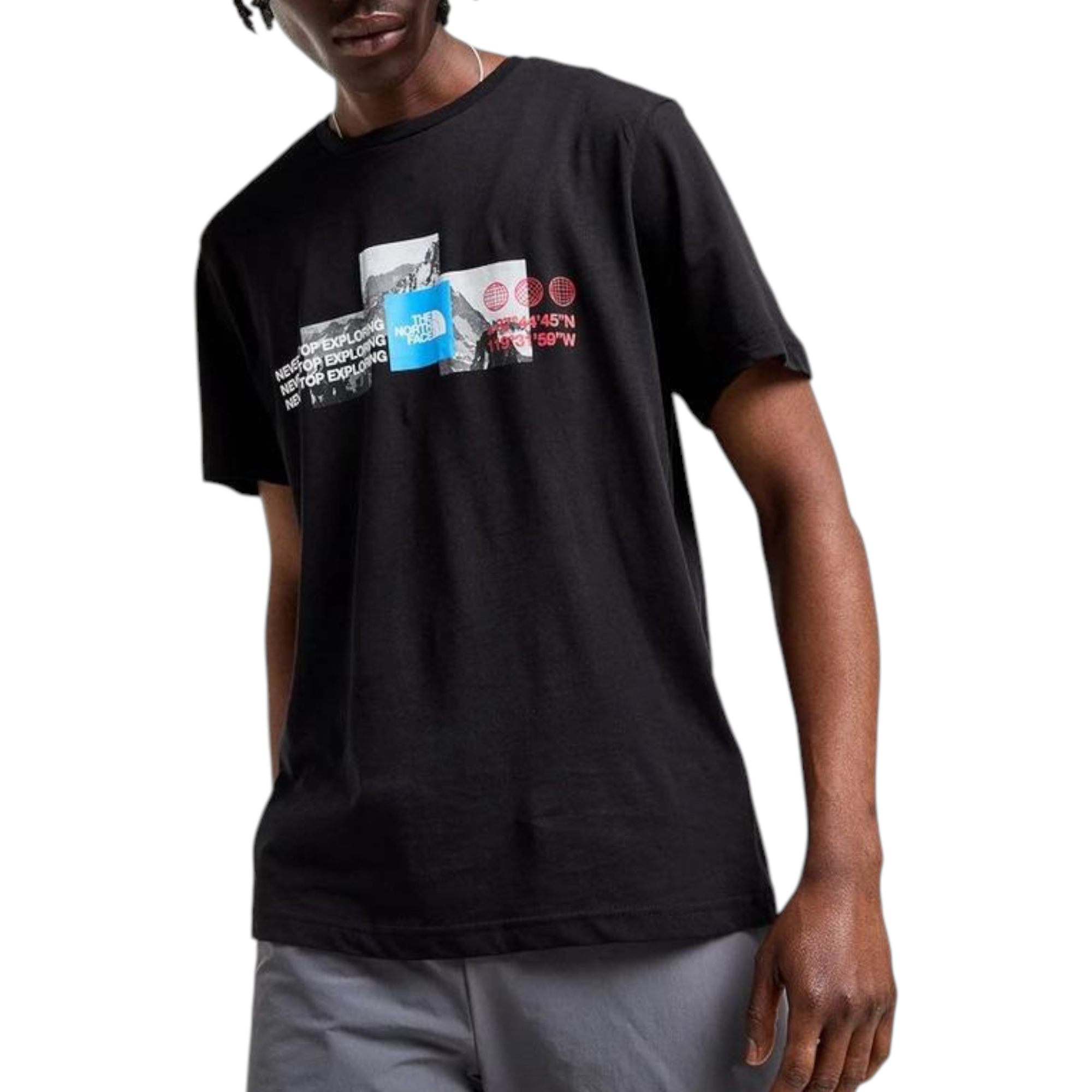 The North Face Mens T Shirts Mountain Front Short Sleeve Graphic Print Cotton Tee