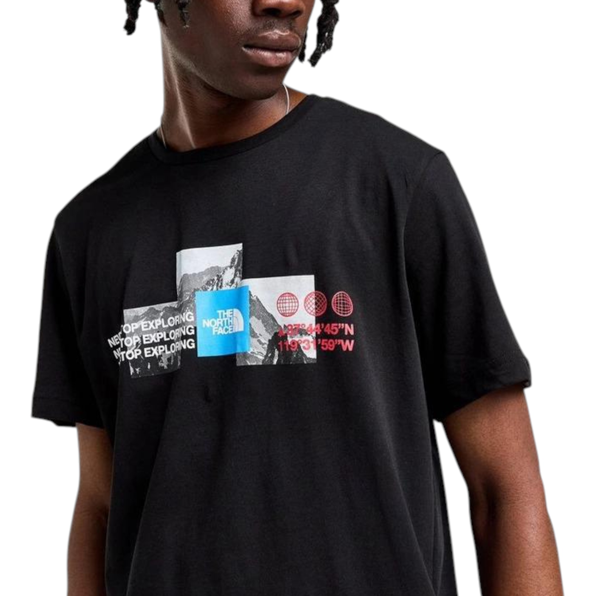 The North Face Mens T Shirts Mountain Front Short Sleeve Graphic Print Cotton Tee