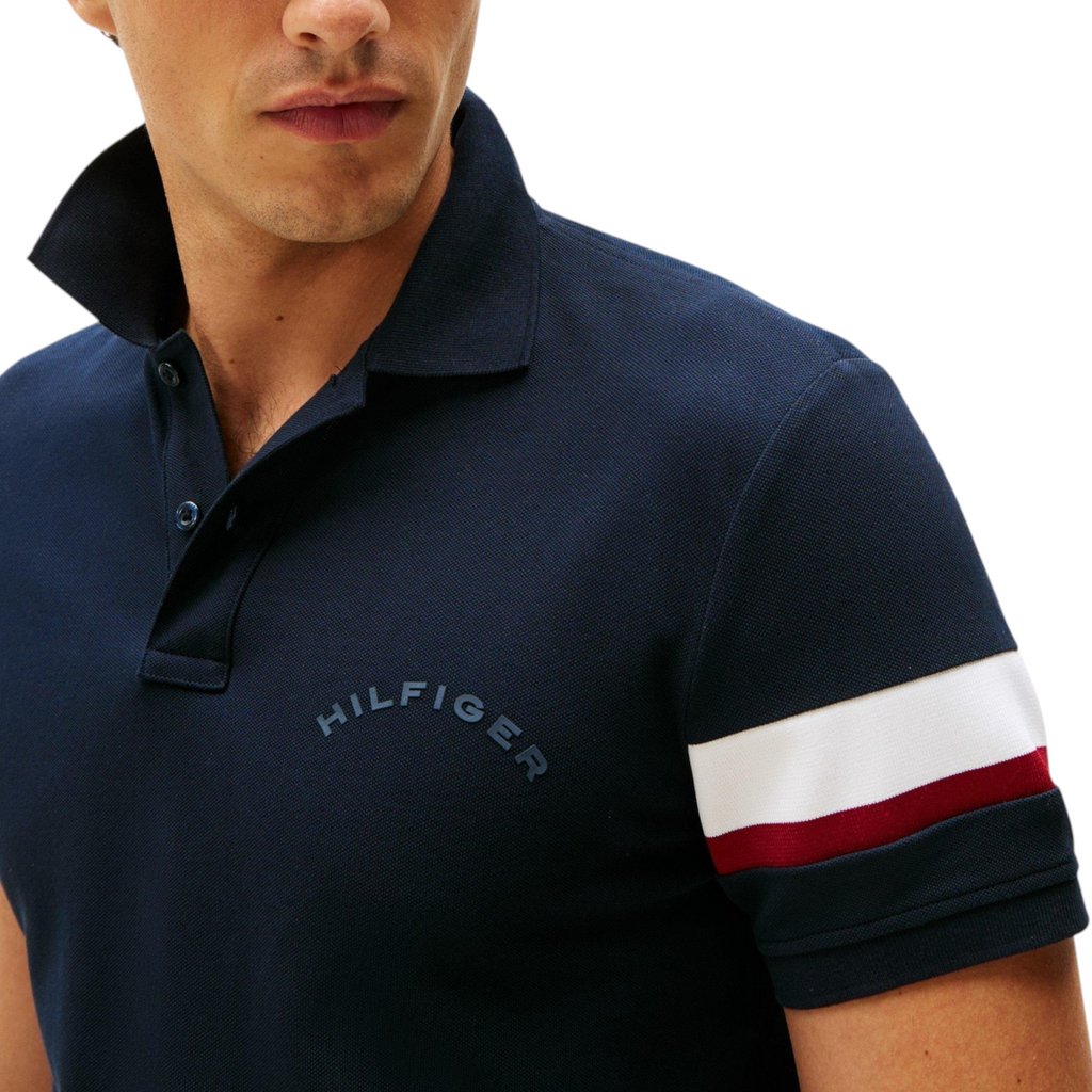 Tommy Hilfiger Mens Polo Shirt Tape Detail Short Sleeve Breathable Cotton