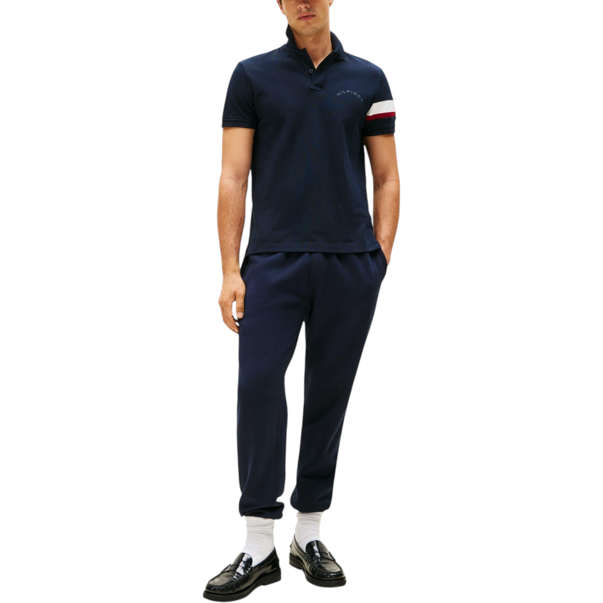 Tommy Hilfiger Mens Polo Shirt Tape Detail Short Sleeve Breathable Cotton