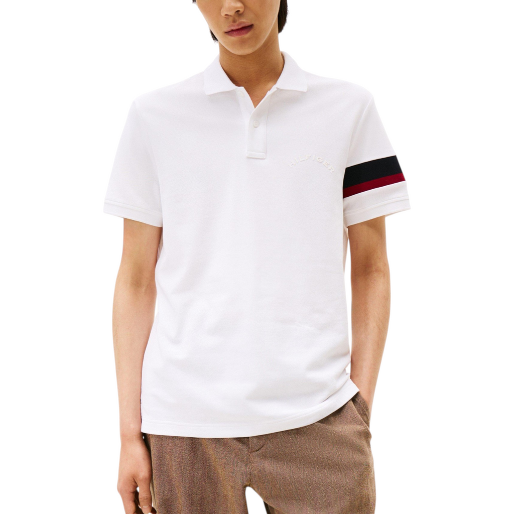 Tommy Hilfiger Mens Polo Shirt Tape Detail Short Sleeve Breathable Cotton